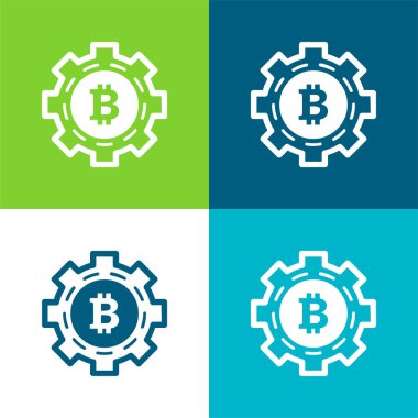 Bitcoin Mekanik Sembol Düz Renk en az simge kümesi