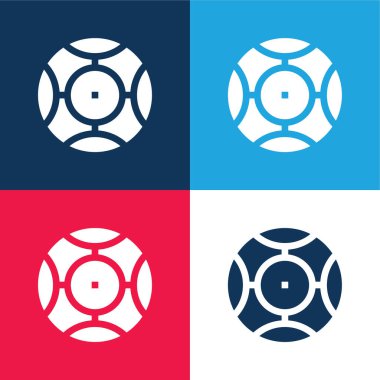 Top mavi ve kırmızı dört renk minimal simge kümesi