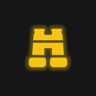 Dürbünler sarı parlayan neon simgesi