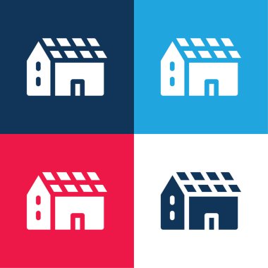 Pil mavi ve kırmızı dört renk minimal simge kümesi