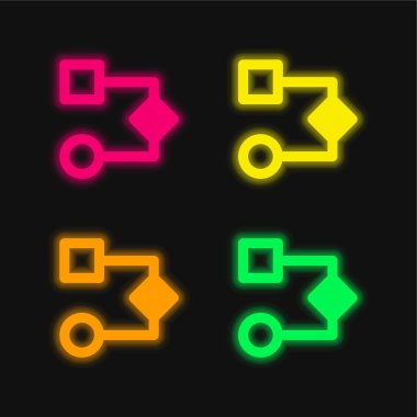 Algoritma dört renk parlayan neon vektör simgesi