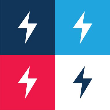 Bolt blue and red four color minimal icon set clipart