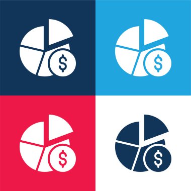 Analitik mavi ve kırmızı dört renk minimal simge kümesi