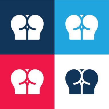 Anal blue and red four color minimal icon set clipart