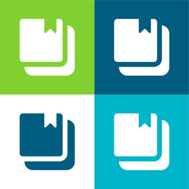 Yer İmi Düz Dört Renkli Kitaplar en az simge seti