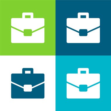 Evrak çantası Düz 4 renk minimal simgesi seti