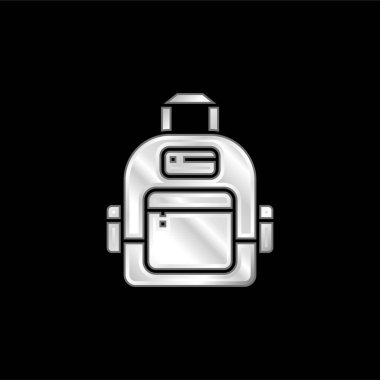 Backpack silver plated metallic icon clipart