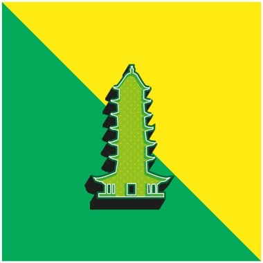 Auspicious Light Pagoda Green and yellow modern 3d vector icon logo clipart