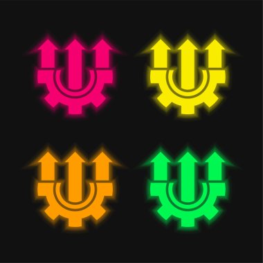 Parlayan dört renk neon vektör simgesini analiz et