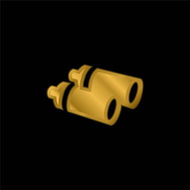 Binoculars gold plated metalic icon or logo vector clipart