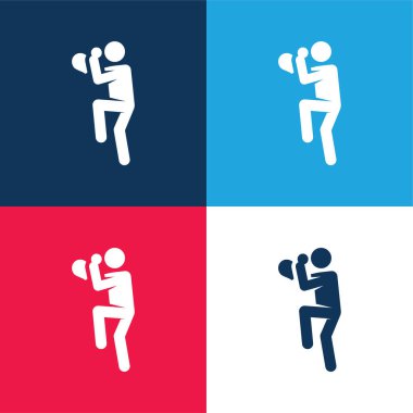 Baseball Player blue and red four color minimal icon set clipart