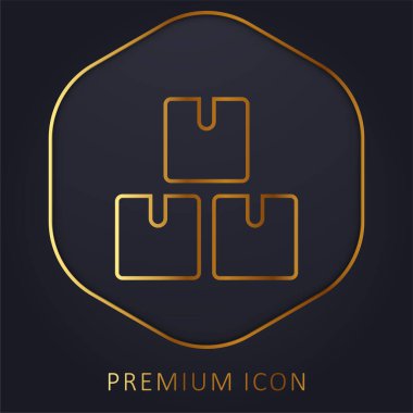 Altın çizgi premium logosunu veya simgesini kutular