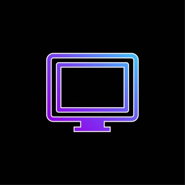 Büyük Bilgisayar Monitörü mavi eğimli vektör simgesi