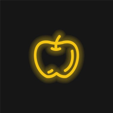 Apple Hand Çekilmiş Meyve Özeti Sarı parlak neon simgesi