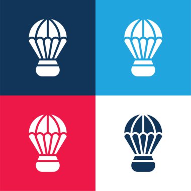 Adventure Sports blue and red four color minimal icon set clipart