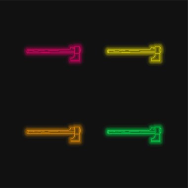 Yatay Konum içinde Axe Kesme Aracı Dört renk parlayan neon vektör simgesi