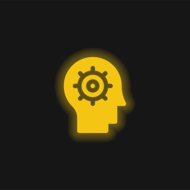 Artificial Intelligence yellow glowing neon icon clipart