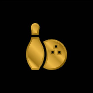 Bowling altın kaplama metalik simge veya logo vektörü