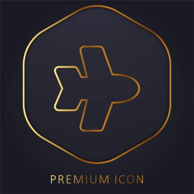 Uçak altın çizgisi prim logosu veya simgesi