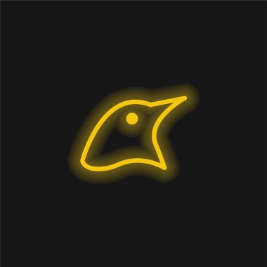 Kuş Başlığı Dış Hattı Sarı parlak neon simgesi