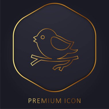 Bird On Branch golden line premium logo or icon clipart
