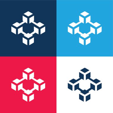 Blokzincir mavi ve kırmızı dört renk en küçük simge kümesi