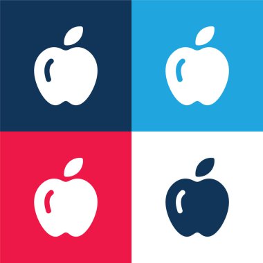 Elma mavisi ve kırmızı dört renk minimal simge kümesi