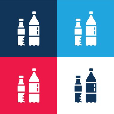 Bottles blue and red four color minimal icon set clipart