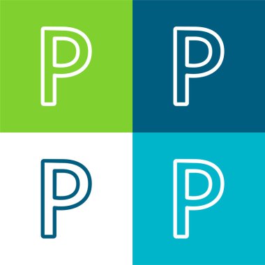 Botswana Pula Para Birimi İşareti Düz 4 renk minimal simgesi