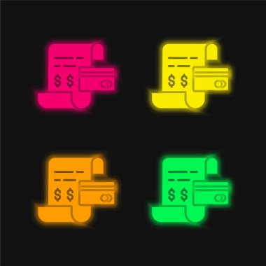 Dört renkli parlak neon vektör simgesi