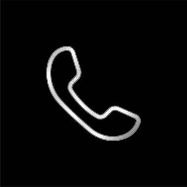 Auricular Of Phone silver plated metallic icon clipart