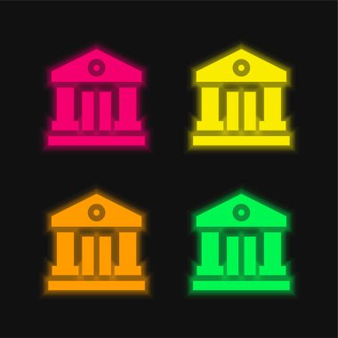 Dört renk parlayan neon vektör simgesini kaydet