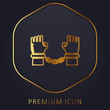Altın çizgi premium logosu veya simgesini tutukla