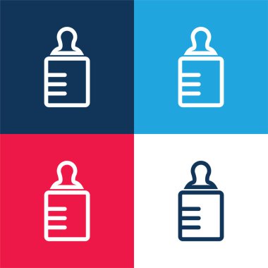 Bebek Şişe Taslak Mavi ve Kırmızı Minimum Renk Simgesi