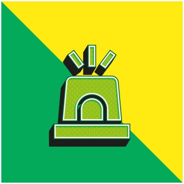 Alarm Yeşil ve Sarı Modern 3D vektör simgesi logosu