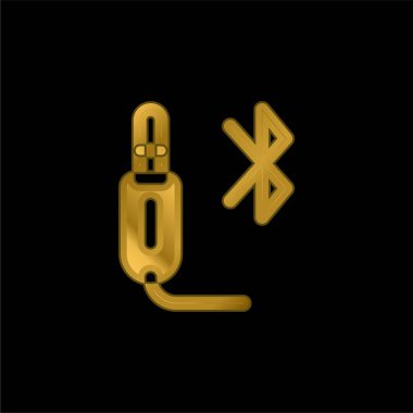 Bluetooth altın kaplama metalik simge veya logo vektörü