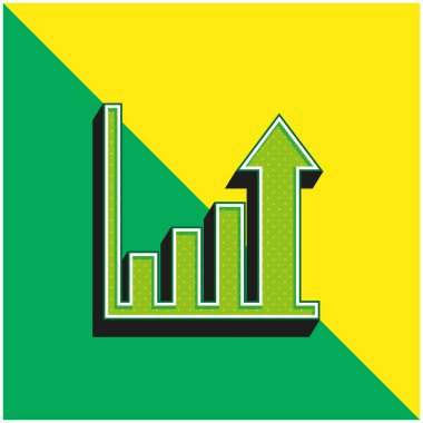 Çubuk Grafik Yeşil ve Sarı 3D vektör simgesi logosu