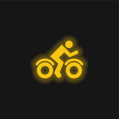 Bisiklet Sürücüsü Tarafı Görünümü Sarı parlak neon simgesi