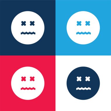 Annulled Emoticon Square Face blue and red four color minimal icon set clipart
