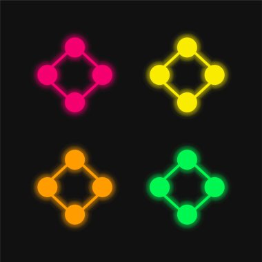 Analitik dört renk parlayan neon vektör simgesi