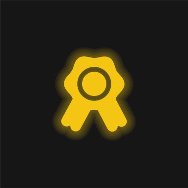 Kurdele sarısı parlak neon ikonlu rozet