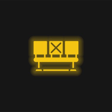 Bench yellow glowing neon icon clipart