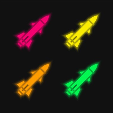 Bomba dört renk parlayan neon vektör simgesi