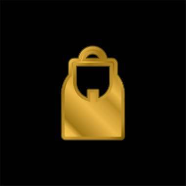 Sırt çantası altın kaplamalı metalik simge veya logo vektörü