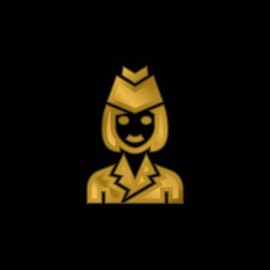 Hava Hostesi altın kaplama metalik simge veya logo vektörü