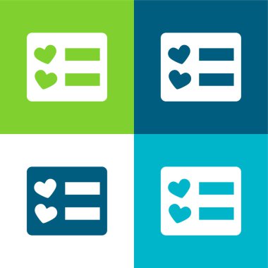 Doğum günü kartı Düz 4 renk minimal simgesi seti