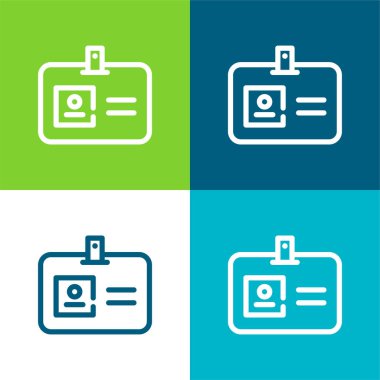 Erişim Kartı Düz 4 renk minimal simgesi seti