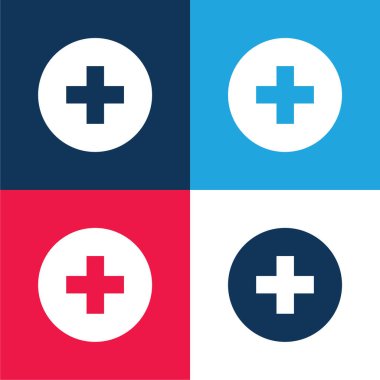 Düğme mavi ve kırmızı dört renk minimal simgesi seti ekle