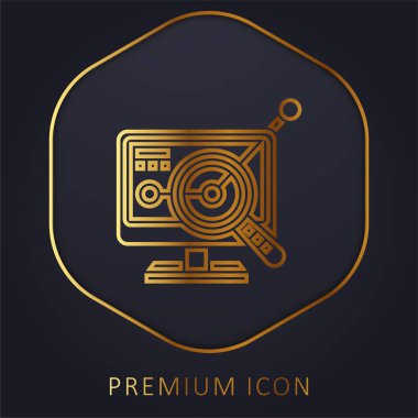 Analizci altın çizgi prim logosu veya simgesi
