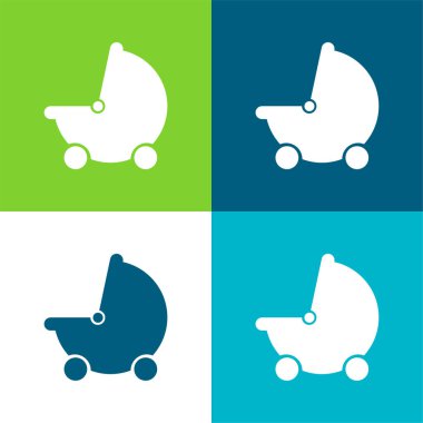 Bebek Siyah Bebek Taşımacılığı Düz Dört renk simgesi seti